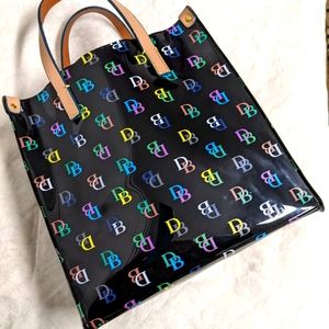 Dooney Bourke Vinyl Lunch Tote w/ Colorful DB insignias
